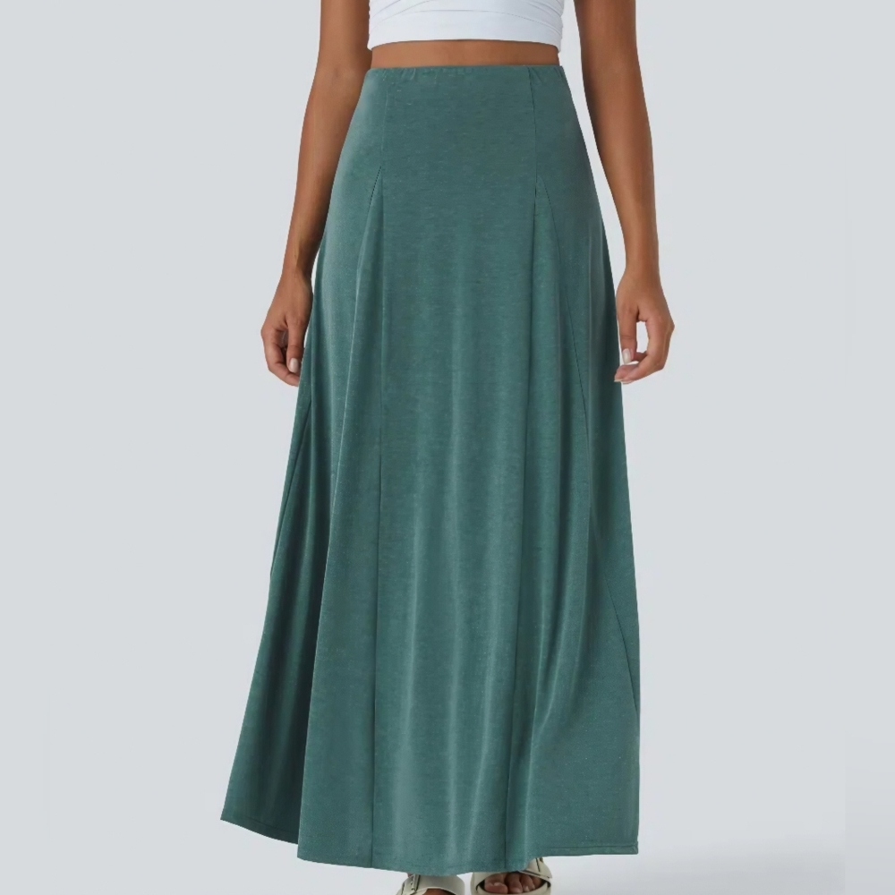 HALARA Elegant Flowy Maxi Skirt In Jade Green Floral Yarn- Very Flattering!! - Picture 3 of 13